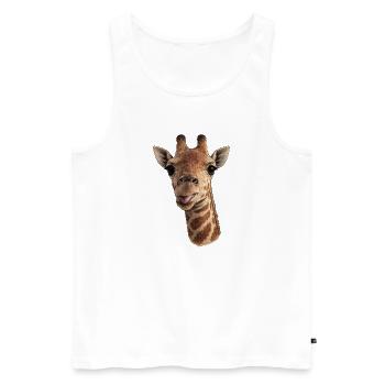 Giraffenkopf mit Zunge - Nahaufnahme - Männer Premium Bio Tank Top - Weiß - Vorne - Michal (187cm)