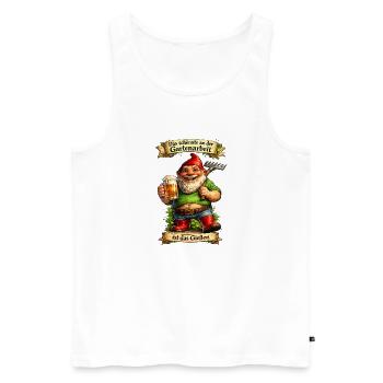 Garten-Gnom mit Bier und Spaten - Männer Premium Bio Tank Top - Weiß - Vorne - Michal (187cm)