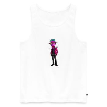 Psychedelischer Anzugheld Neon - Männer Premium Bio Tank Top - Weiß - Vorne - Michal (187cm)