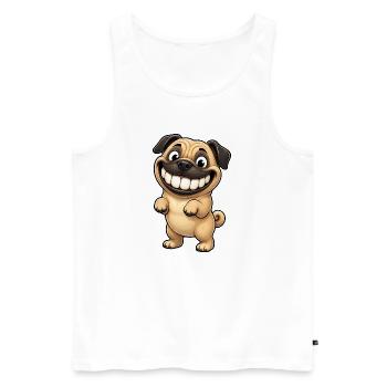 Lustiger Mops Comic zeigt Zähne - Männer Premium Bio Tank Top - Weiß - Vorne - Michal (187cm)