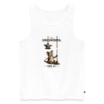 Sprichwort Da beisst die Maus keinen Faden ab - Männer Premium Bio Tank Top - Weiß - Vorne - Michal (187cm)