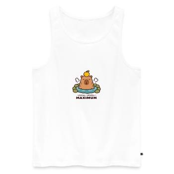 Niveau de Chill Maximum Onsen Capybara Kawaii - Débardeur bio Premium Homme - blanc - Devant - Michal (187cm)