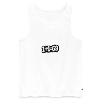 1+1=69 Grunge Typo Stellung, Paar, Pärchen, treffe - Männer Premium Bio Tank Top - Weiß - Vorne - Michal (187cm)
