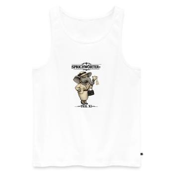 Sprichwort Elefant im Porzellanladen - Männer Premium Bio Tank Top - Weiß - Vorne - Michal (187cm)