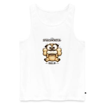 Sprichwort Den Mund zu voll genommen - Männer Premium Bio Tank Top - Weiß - Vorne - Michal (187cm)