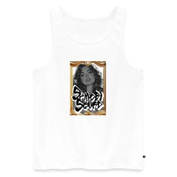 Monochrome Noir Graffiti Frame - Men's Premium Organic Tank Top - white - Front - Michal (187cm)