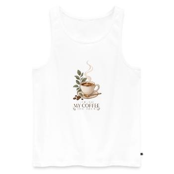 Laissez-moi profiter de mon café en paix et en silence - Débardeur bio Premium Homme - blanc - Devant - Michal (187cm)