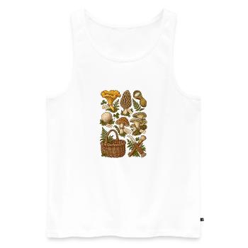 Champignons dans la forêt – illustration botanique - Débardeur bio Premium Homme - blanc - Devant - Michal (187cm)