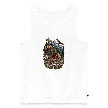 Der Berg ruft: Alpenexpedition - Männer Premium Bio Tank Top - Weiß - Vorne - Michal (187cm)