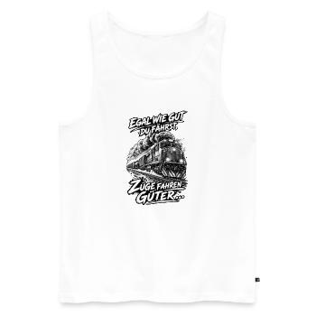 Egal wie gut du fährst, Züge fahren Güter ... - Männer Premium Bio Tank Top - Weiß - Vorne - Michal (187cm)