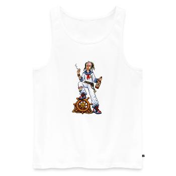 Streetwear de graffiti marin - Débardeur bio Premium Homme - blanc - Devant - Michal (187cm)