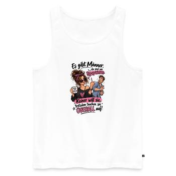 Pop up Männer  - Männer Premium Bio Tank Top - Weiß - Vorne - Michal (187cm)