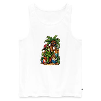 Cactus & Palmier : Fête de surfeurs d’été - Débardeur bio Premium Homme - blanc - Devant - Michal (187cm)