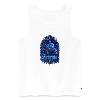 Armique du zodiaque du Scorpion bleu - Débardeur bio Premium Homme - blanc - Devant - Michal (187cm)