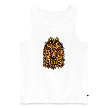 Aries Gold Ram Nebula - Men's Premium Organic Tank Top - white - Front - Michal (187cm)
