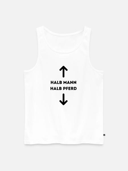 Halb Mann halb Pferd - Männer Premium Bio Tank Top - Weiß