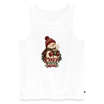 Cozy Winter Drinks Schneemann - Männer Premium Bio Tank Top - Weiß - Vorne - Michal (187cm)