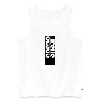 JESUS Vertikal: Weg Wahrheit Leben - Männer Premium Bio Tank Top - Weiß - Vorne - Michal (187cm)