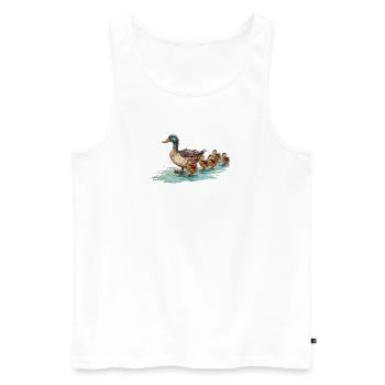 Famille de canards - Débardeur bio Premium Homme - blanc - Devant - AI Model Male 178 light (178cm)