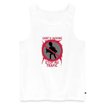 Stop traffic "CARP'S JACKING" - Men's Premium Organic Tank Top - white - Front - AI Model Male 178 light (178cm)