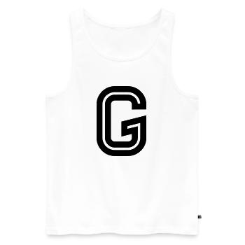 G - Men's Premium Organic Tank Top - white - Front - AI Model Male 178 light (178cm)