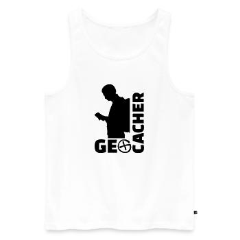 Geocacher - Männer Premium Bio Tank Top - Weiß - Vorne - AI Model Male 178 light (178cm)