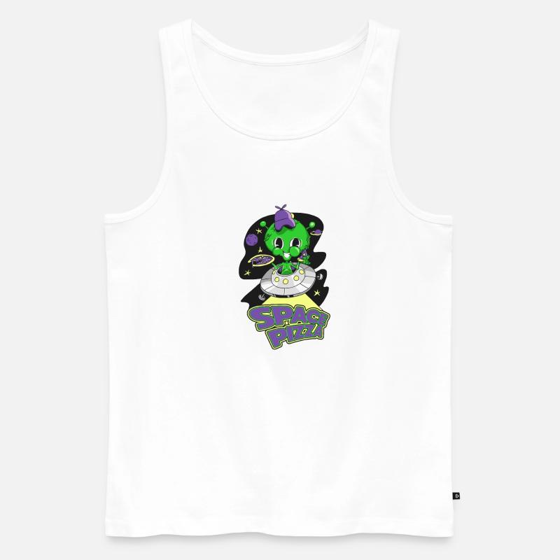Space Pizza - Männer Premium Bio Tank Top - Weiß