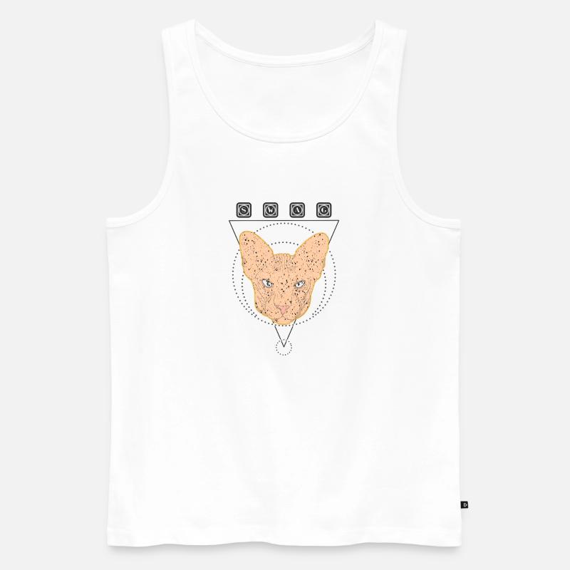Sphinx Chat Égyptien Chat Sans Poils - Débardeur bio Premium Homme - blanc