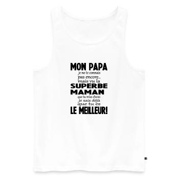 Annonce grossesse Cadeau Futur Papa Future - Débardeur bio Premium Homme - blanc - Devant - AI Model Male 178 light (178cm)