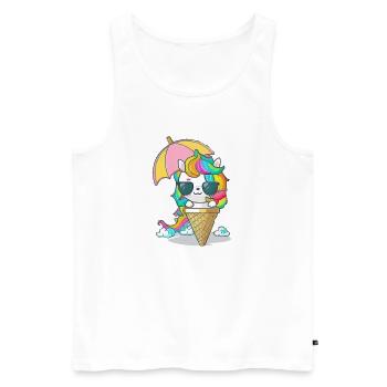 Einhorn mit Eiscreme - Die perfekte Kombination - Männer Premium Bio Tank Top - Weiß - Vorne - Michal (187cm)
