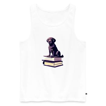 Dogs Book Read Dog Owner Dog Books Labrador - Men's Premium Organic Tank Top - white - Front - AI Model Male 178 light (178cm)