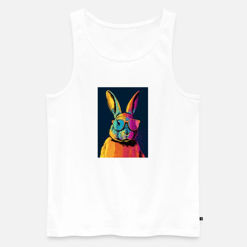 Rabbit with Sunglasses - Männer Premium Bio Tank Top - Weiß