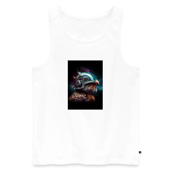 Quail Astronaut - Männer Premium Bio Tank Top - Weiß - Vorne - Michal (187cm)