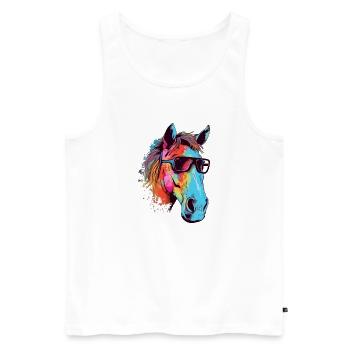 Rene das Pferd - Männer Premium Bio Tank Top - Weiß - Vorne - AI Model Male 178 light (178cm)