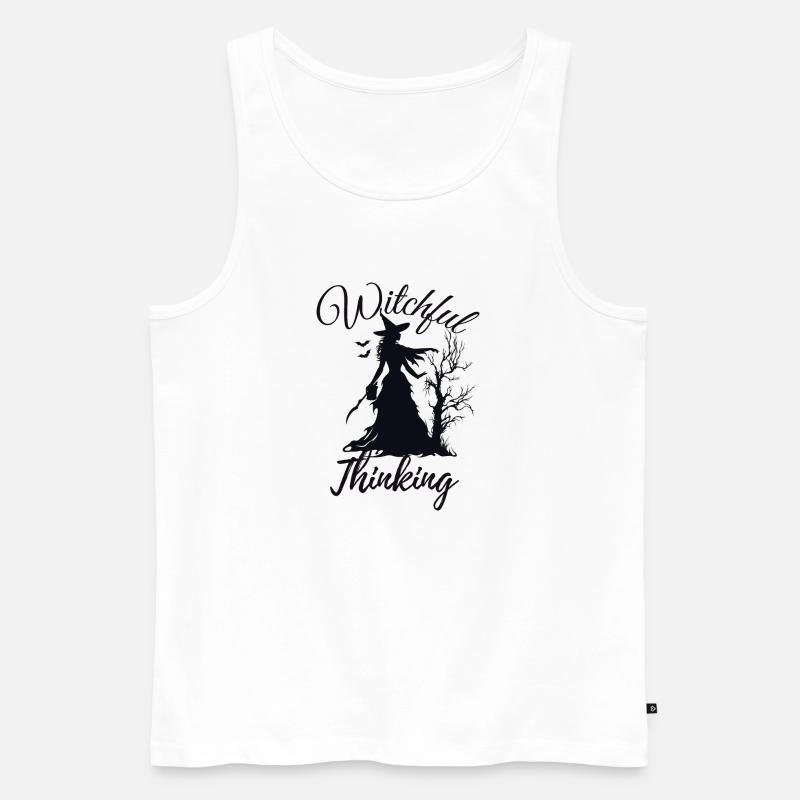 Halloween Witch, Witchful Thinking - Männer Premium Bio Tank Top - Weiß