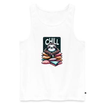Chill Sloth - Men's Premium Organic Tank Top - white - Front - AI Model Male 178 light (178cm)