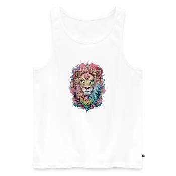 Löwe Wasserfarbe - Männer Premium Bio Tank Top - Weiß - Vorne - AI Model Male 178 light (178cm)