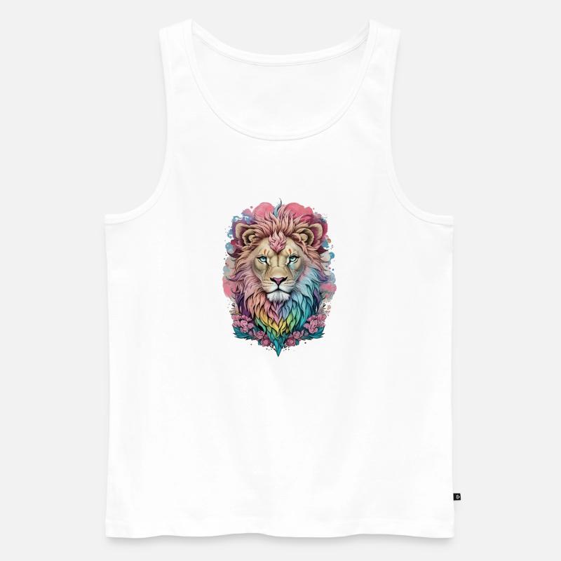 Löwe Wasserfarbe - Männer Premium Bio Tank Top - Weiß