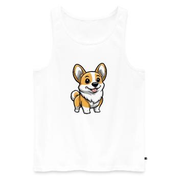 Corgi Dog Comic Cute - Men's Premium Organic Tank Top - white - Front - Michal (187cm)