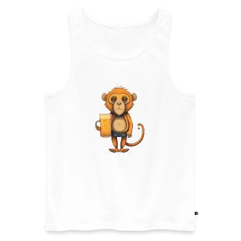 Drôle de singe avec de la bière - Débardeur bio Premium Homme - blanc - Devant - Michal (187cm)