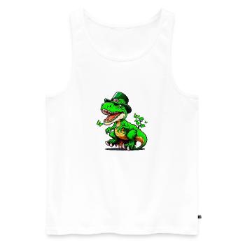 St. Patrick Day T-Rex Dinosaurier mit Hut - Männer Premium Bio Tank Top - Weiß - Vorne - Michal (187cm)