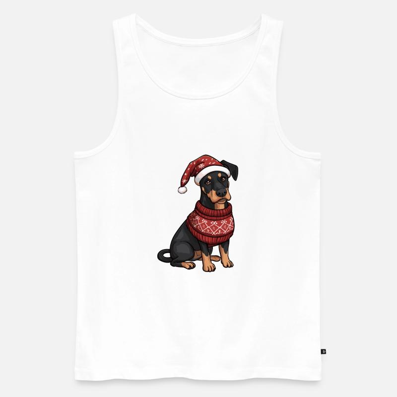 Dobermann Hund Weihnachten Comic - Männer Premium Bio Tank Top - Weiß