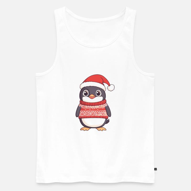 Pinguin Weihnachten Comic - Männer Premium Bio Tank Top - Weiß