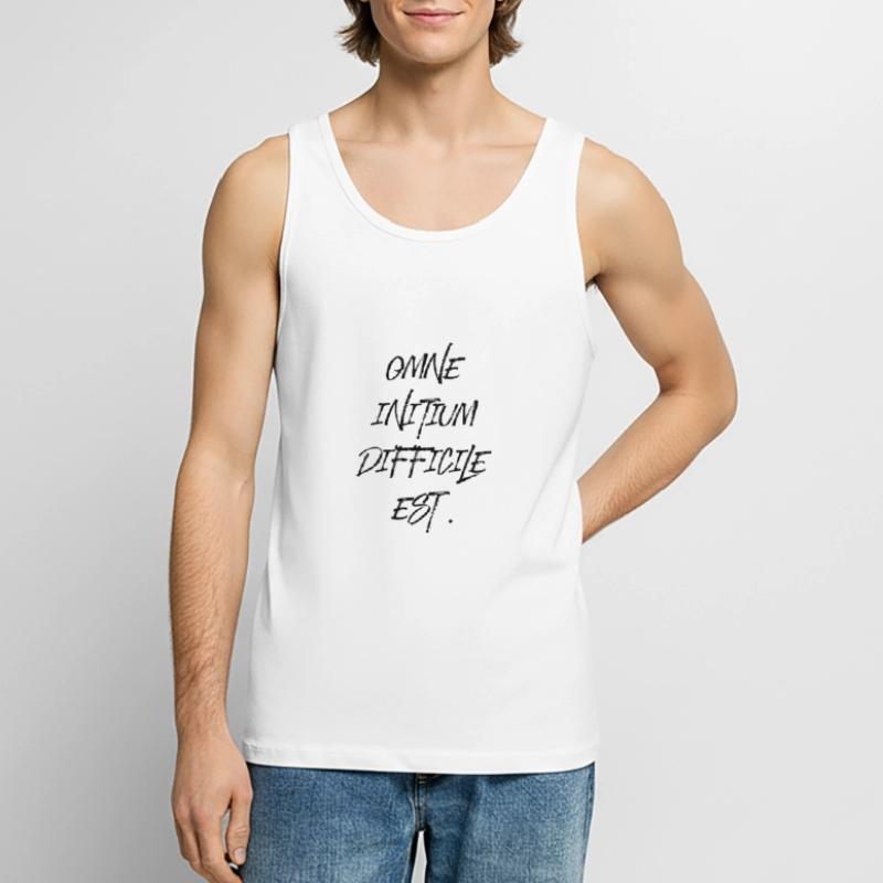 all beginning is difficult Latin quotation scripture Men's Premium Organic Tank Top