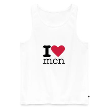 I Love Men - Männer Premium Bio Tank Top - Weiß - Vorne - AI Model Male 178 light (178cm)
