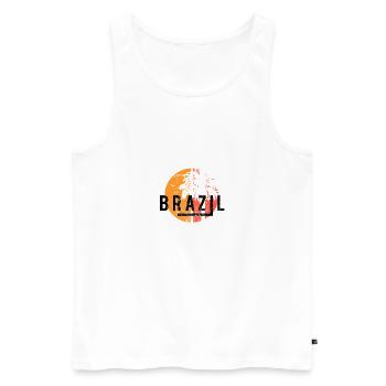 Kunstvolles Brasilien Coole Palme Urlaubssouvenir - Männer Premium Bio Tank Top - Weiß - Vorne - Michal (187cm)