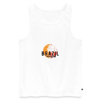 Künstlerischer Sao Paulo Brasilien Cooler Palmenurlaub - Männer Premium Bio Tank Top - Weiß - Vorne - Michal (187cm)