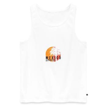 Artistic Mazatlan Mexico Cool Palm Tree Vacation - Men's Premium Organic Tank Top - white - Front - Michal (187cm)