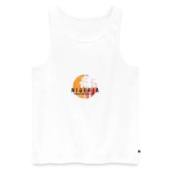 Souvenir de vacances artistique Nigeria Cool Palm Tree - Débardeur bio Premium Homme - blanc - Devant - Michal (187cm)