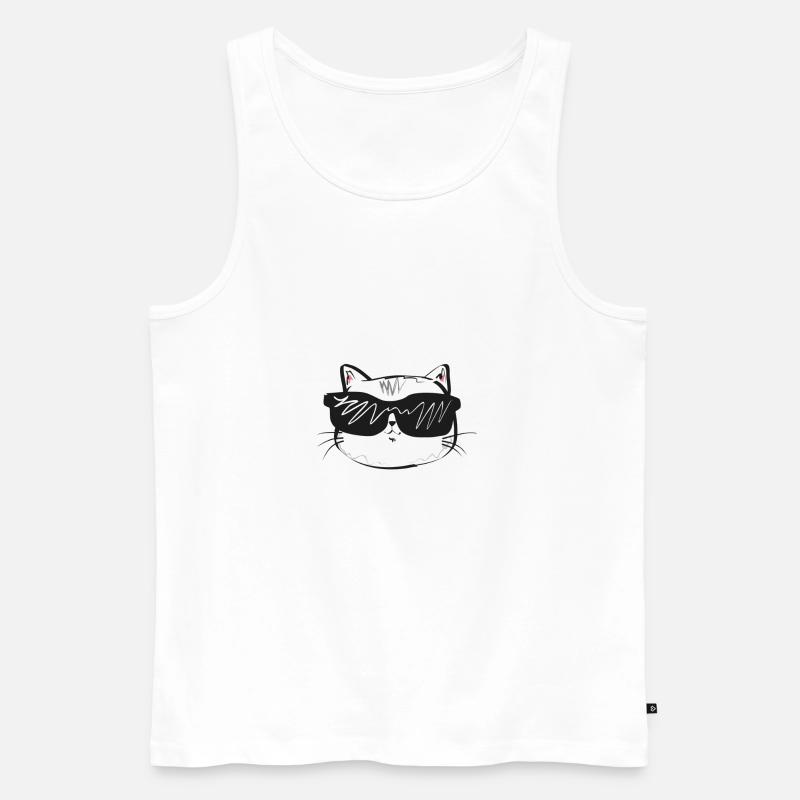 Weiße Katze mit Sonnenbrille - Männer Premium Bio Tank Top - Weiß